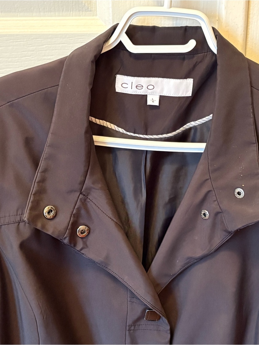 Cleo Women's black Trench Coat with Snap Collar
